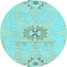 Round Machine Washable Abstract Light Blue Modern Rug, wshabs1027lblu