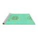 Sideview of Machine Washable Abstract Turquoise Modern Area Rugs, wshabs1027turq