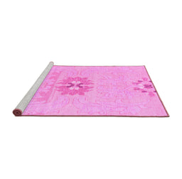 Sideview of Machine Washable Abstract Pink Modern Rug, wshabs1027pnk