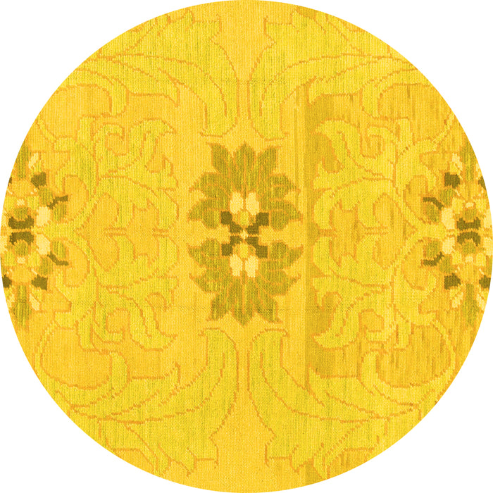 Round Machine Washable Abstract Yellow Modern Rug, wshabs1027yw