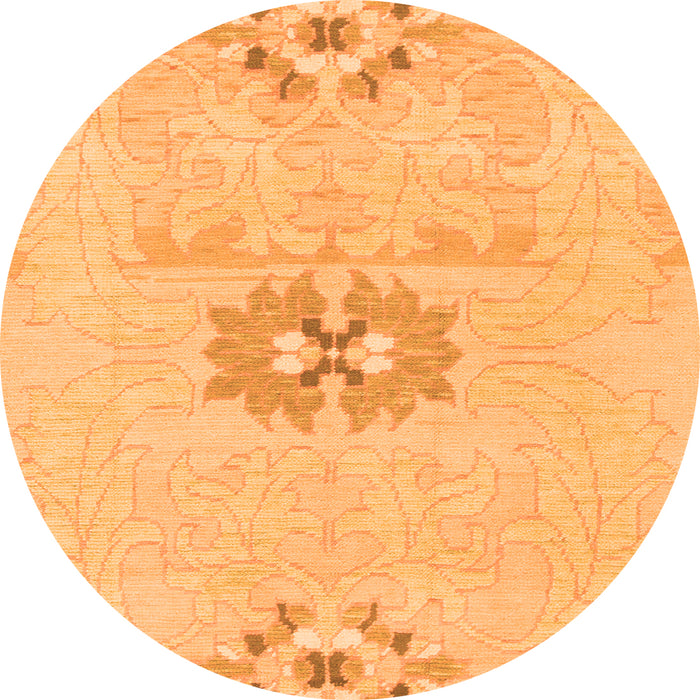 Round Machine Washable Abstract Orange Modern Area Rugs, wshabs1027org