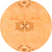 Round Machine Washable Abstract Orange Modern Area Rugs, wshabs1027org