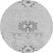 Round Machine Washable Abstract Gray Modern Rug, wshabs1027gry