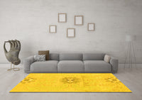 Machine Washable Abstract Yellow Modern Rug, wshabs1027yw