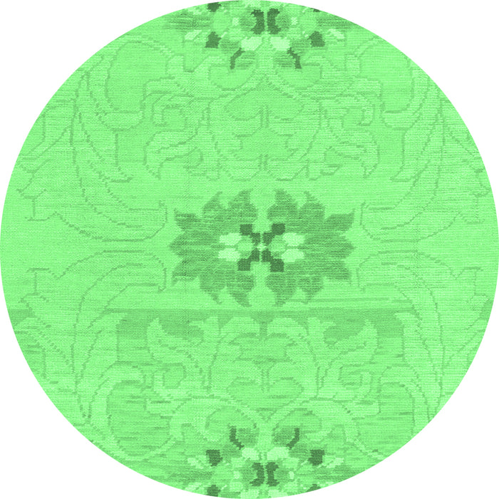 Round Machine Washable Abstract Emerald Green Modern Area Rugs, wshabs1027emgrn