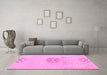 Machine Washable Abstract Pink Modern Rug in a Living Room, wshabs1027pnk
