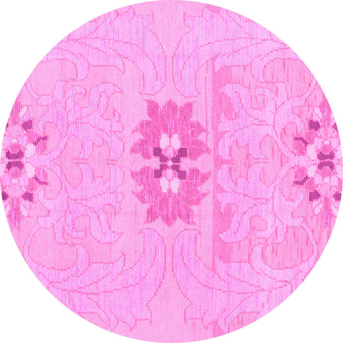 Round Machine Washable Abstract Pink Modern Rug, wshabs1027pnk