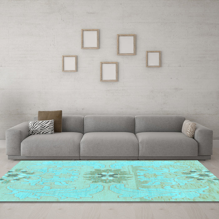 Machine Washable Abstract Light Blue Modern Rug in a Living Room, wshabs1027lblu