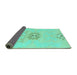 Sideview of Abstract Turquoise Modern Rug, abs1027turq