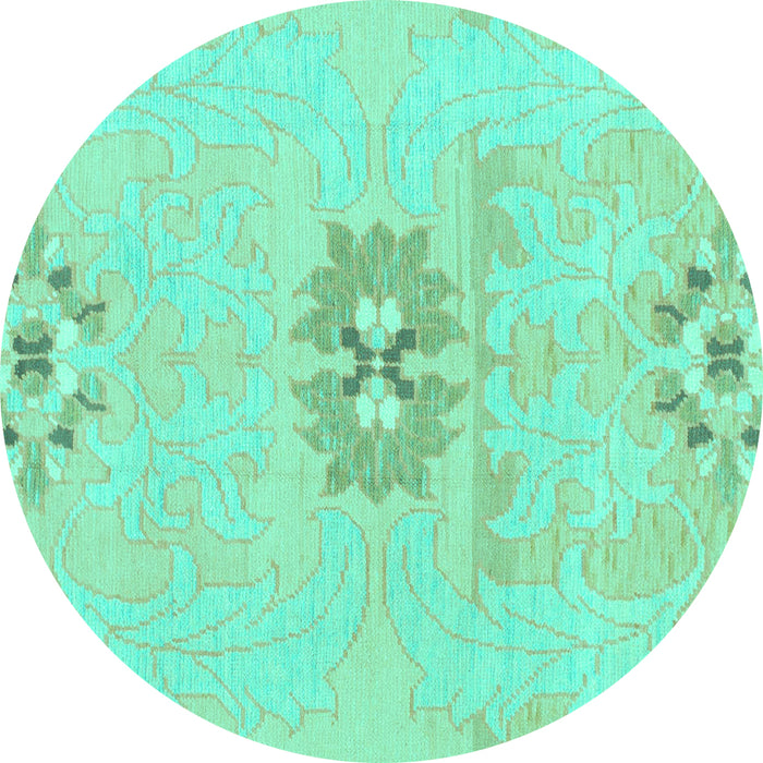 Round Machine Washable Abstract Turquoise Modern Area Rugs, wshabs1027turq