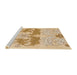 Sideview of Machine Washable Abstract Yellow Rug, wshabs1028