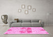 Machine Washable Abstract Pink Modern Rug in a Living Room, wshabs1028pnk