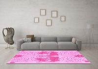 Machine Washable Abstract Pink Modern Rug, wshabs1028pnk