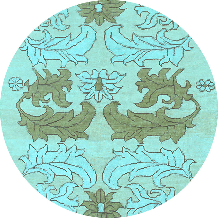 Round Abstract Light Blue Modern Rug, abs1028lblu