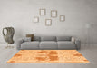 Machine Washable Abstract Orange Modern Area Rugs in a Living Room, wshabs1028org