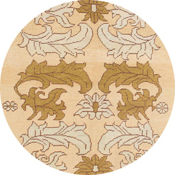 Round Machine Washable Abstract Yellow Rug, wshabs1028