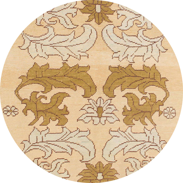 Round Machine Washable Abstract Yellow Rug, wshabs1028