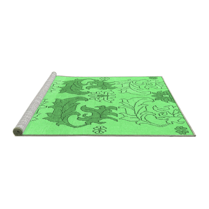 Sideview of Machine Washable Abstract Emerald Green Modern Area Rugs, wshabs1028emgrn