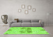 Machine Washable Abstract Green Modern Area Rugs in a Living Room,, wshabs1028grn