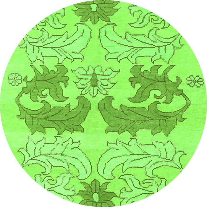 Round Machine Washable Abstract Green Modern Area Rugs, wshabs1028grn