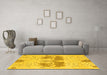 Machine Washable Abstract Yellow Modern Rug in a Living Room, wshabs1028yw