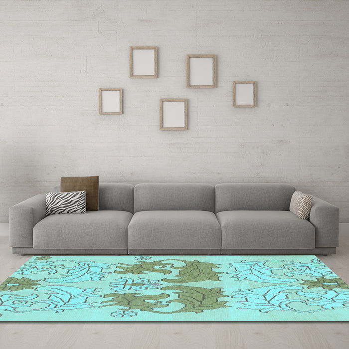 Machine Washable Abstract Light Blue Modern Rug in a Living Room, wshabs1028lblu