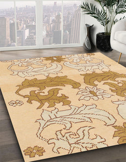Machine Washable Abstract Yellow Rug in a Family Room, wshabs1028
