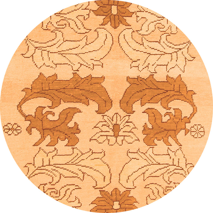 Round Machine Washable Abstract Orange Modern Area Rugs, wshabs1028org