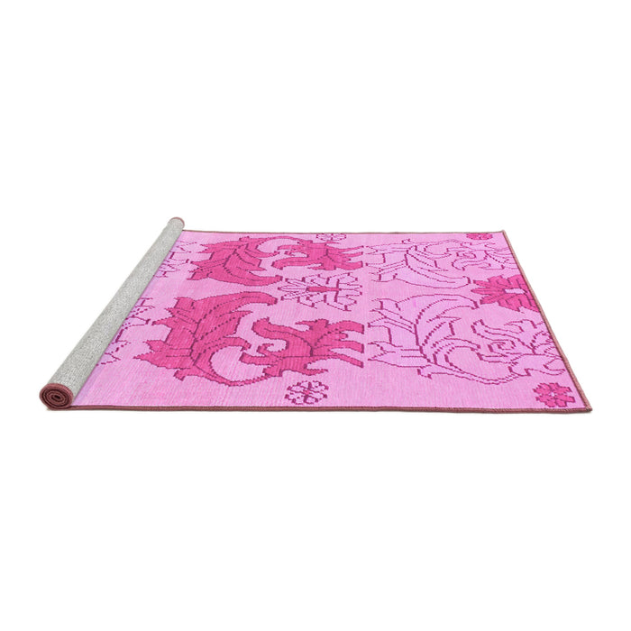Sideview of Machine Washable Abstract Pink Modern Rug, wshabs1028pnk