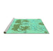 Sideview of Machine Washable Abstract Turquoise Modern Area Rugs, wshabs1028turq