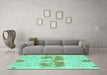 Machine Washable Abstract Turquoise Modern Area Rugs in a Living Room,, wshabs1028turq