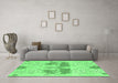 Machine Washable Abstract Emerald Green Modern Area Rugs in a Living Room,, wshabs1028emgrn