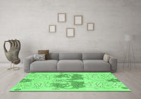 Machine Washable Abstract Emerald Green Modern Rug, wshabs1028emgrn