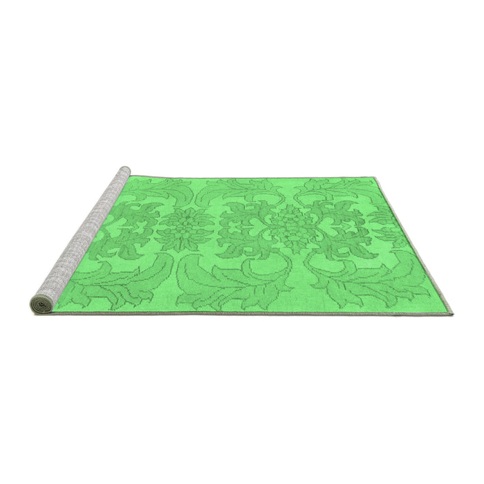 Sideview of Machine Washable Abstract Emerald Green Modern Area Rugs, wshabs1029emgrn