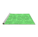 Sideview of Machine Washable Abstract Emerald Green Modern Area Rugs, wshabs1029emgrn