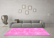 Machine Washable Abstract Pink Modern Rug in a Living Room, wshabs1029pnk
