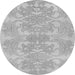 Round Machine Washable Abstract Gray Modern Rug, wshabs1029gry