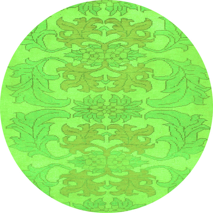 Round Machine Washable Abstract Green Modern Area Rugs, wshabs1029grn