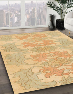 Machine Washable Abstract Yellow Rug in a Family Room, wshabs1029