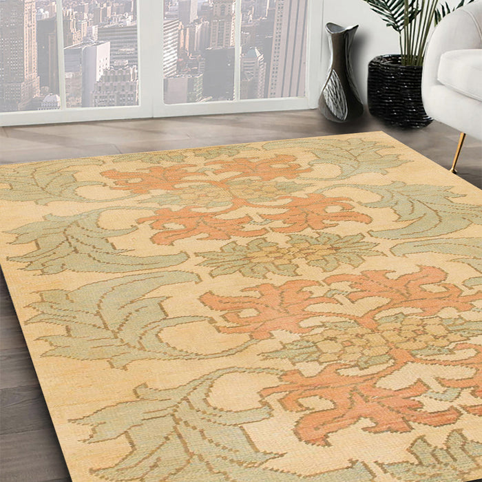 Machine Washable Abstract Yellow Rug in a Family Room, wshabs1029