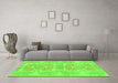 Machine Washable Abstract Green Modern Area Rugs in a Living Room,, wshabs1029grn