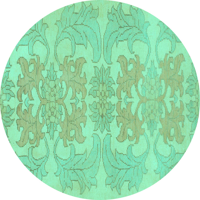 Round Machine Washable Abstract Turquoise Modern Area Rugs, wshabs1029turq