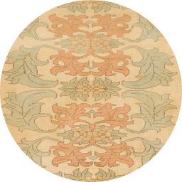 Round Machine Washable Abstract Yellow Rug, wshabs1029
