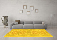 Machine Washable Abstract Yellow Modern Rug, wshabs1029yw