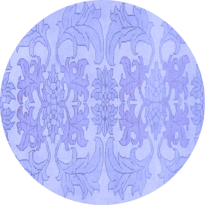 Round Abstract Blue Modern Rug, abs1029blu