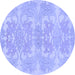 Round Abstract Blue Modern Rug, abs1029blu