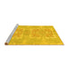 Sideview of Machine Washable Abstract Yellow Modern Rug, wshabs1029yw