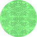 Round Abstract Emerald Green Modern Rug, abs1029emgrn