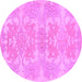 Round Machine Washable Abstract Purple Modern Area Rugs, wshabs1029pur