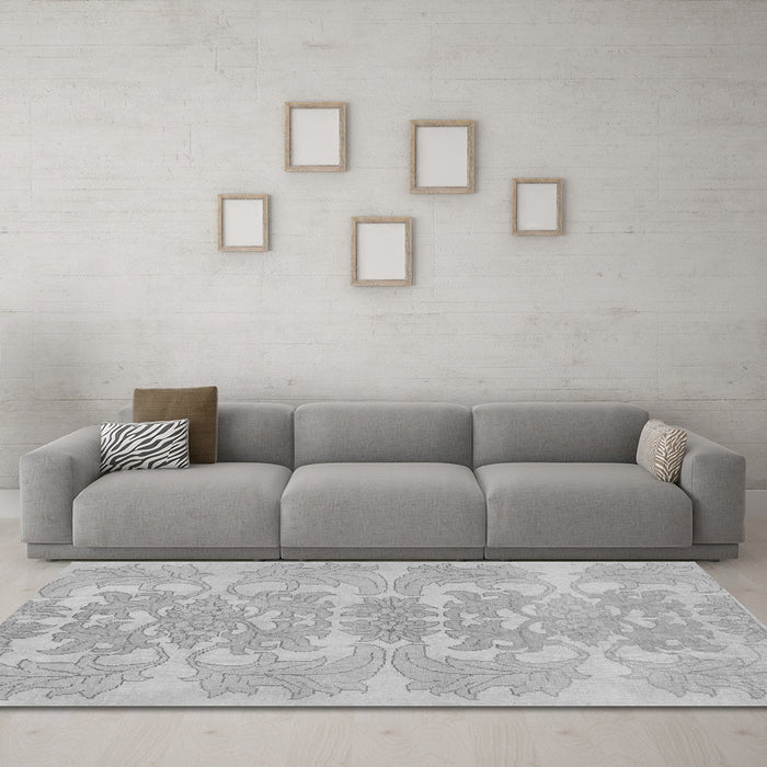 Machine Washable Abstract Gray Modern Rug in a Living Room,, wshabs1029gry
